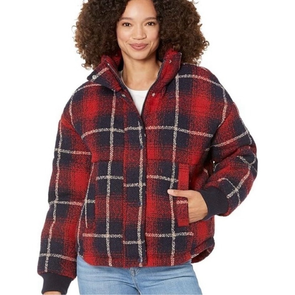 Levi's Red & Navy Plaid Puffer Jacket